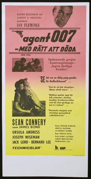 AGENT 007 MED R�TT ATT D�DA  Dr No&nbsp;  Poster 32x64cm NM    INSERT  ReRelease 1978