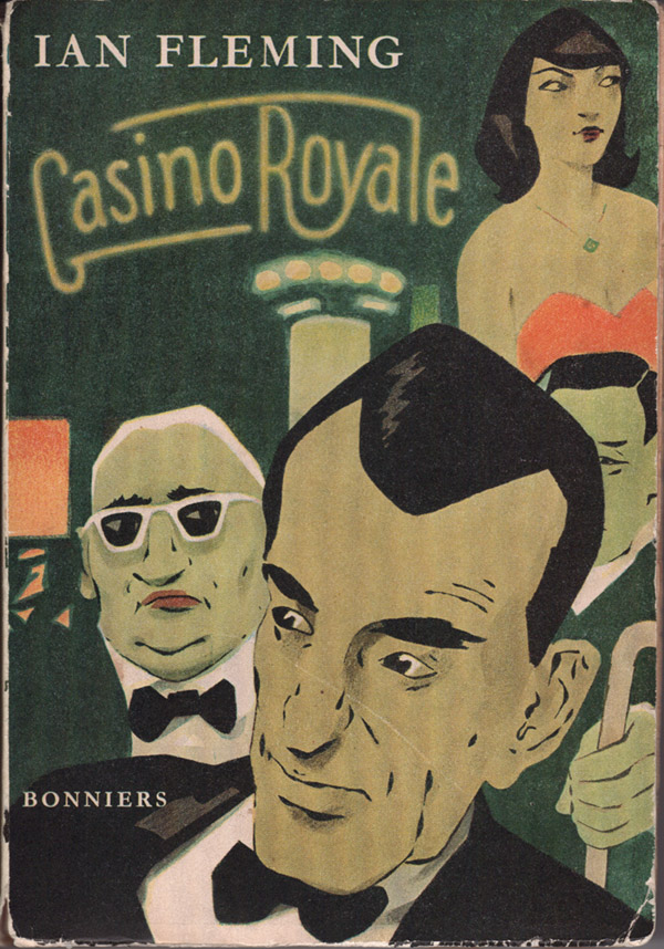 �vers�ttning av carl sundell engelsk originaltitel casino royale printed in sweden stockholm in sweden stockholm albert bonniers boktryckeri 1955 omslag adolf hallman