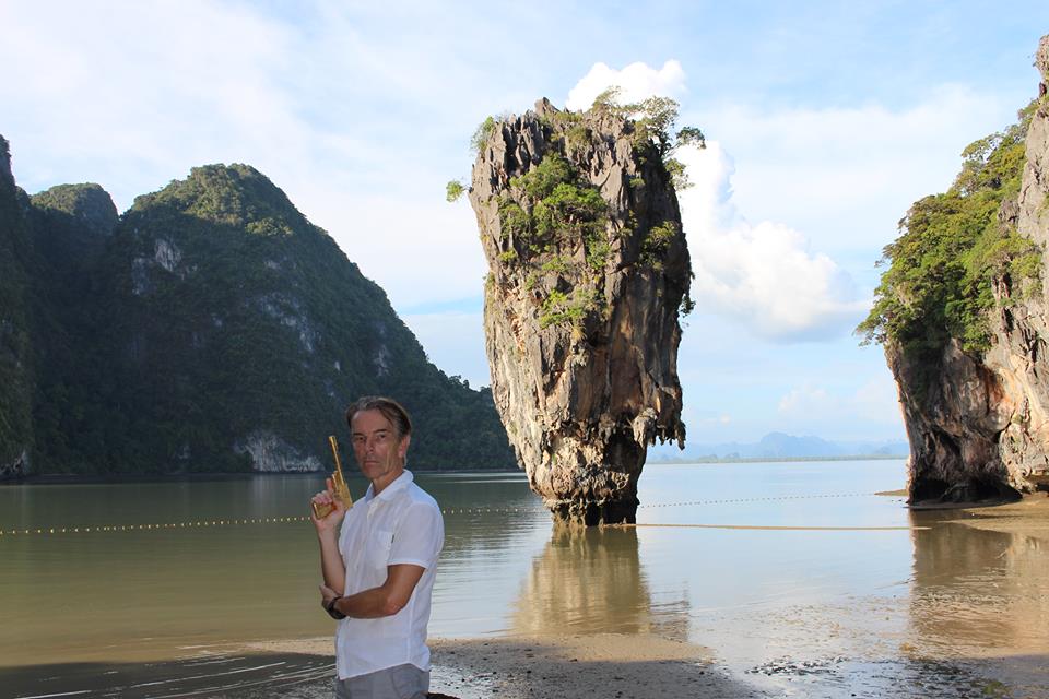  James Bond Island in Phang Nga Bay Thailand with James Bond 007 Museum founder Gunnar James Bond Sch�fer
