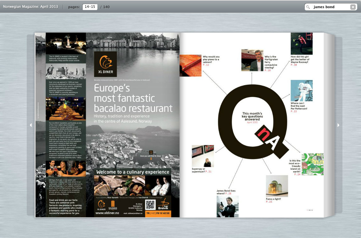 Norwegian�s inflight magazine april 2013 intevju with James Bond in his James Bond 007 Museum Sweden Nybro. Page 28-29