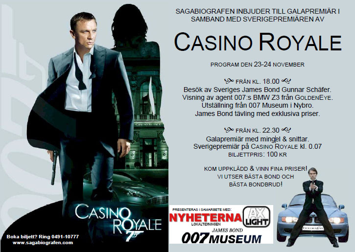 Gunnar Sch�fer "James Bond" p� Casino Royale premi�r p� Sagaboigfafen Oskarshamn